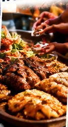 Plates of Caribbean food